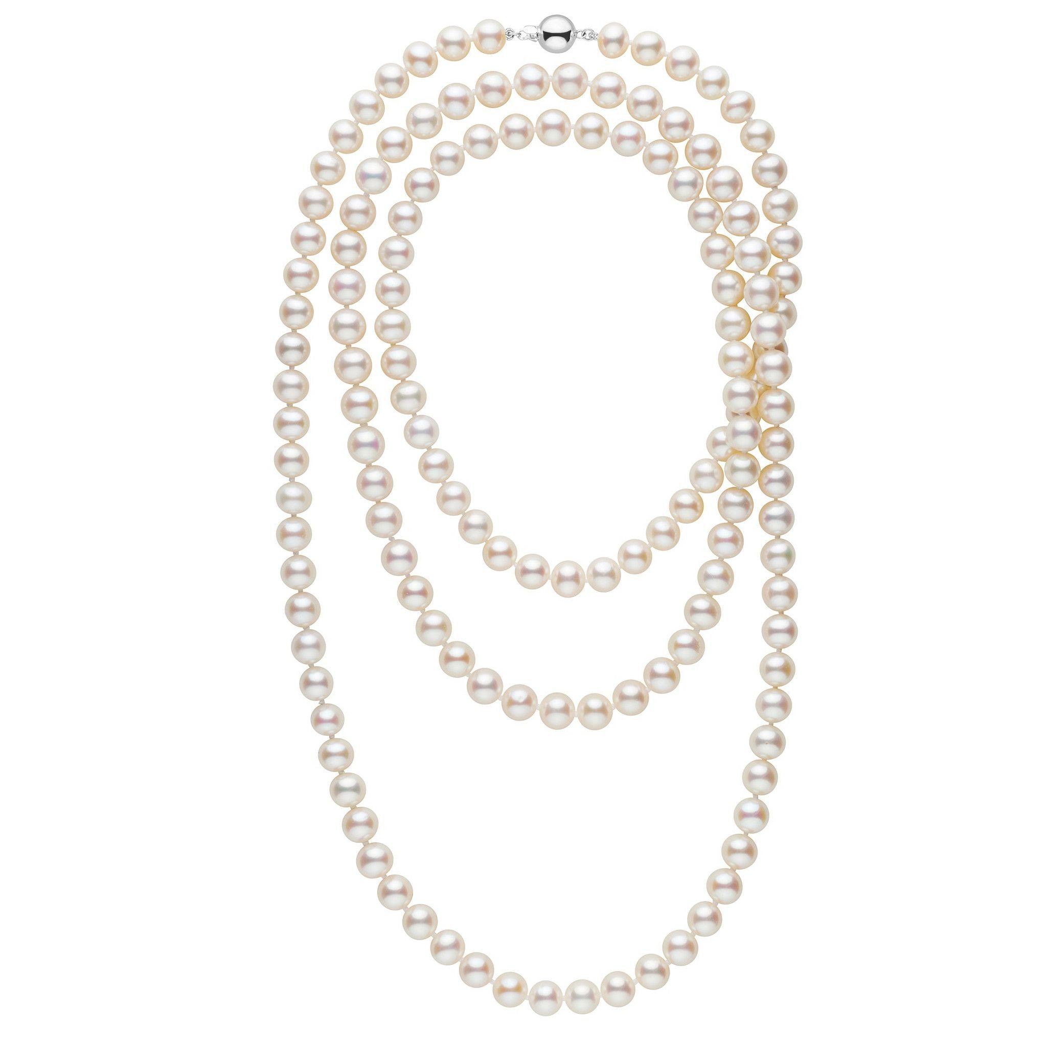 Illusion 30 inch Pearl Necklace - Multi-Strand Bridesmaid Jewelry in Freshwater White Color