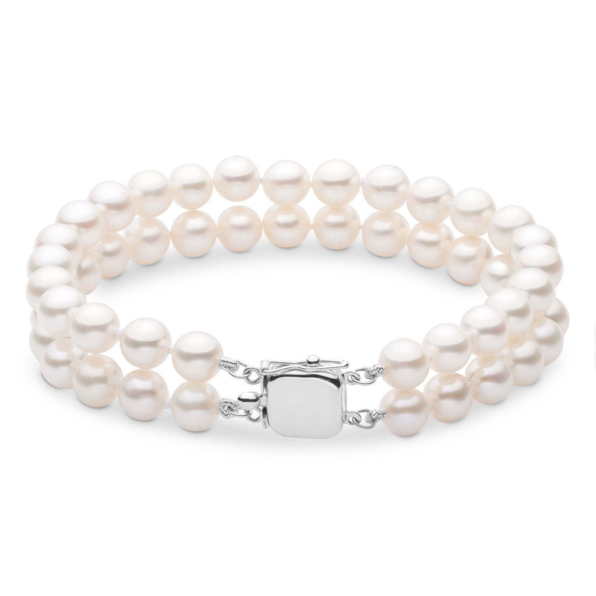 6.5-7.0 mm White Freshadama Freshwater Pearl Double Strand Bracelet – Pearl  Paradise