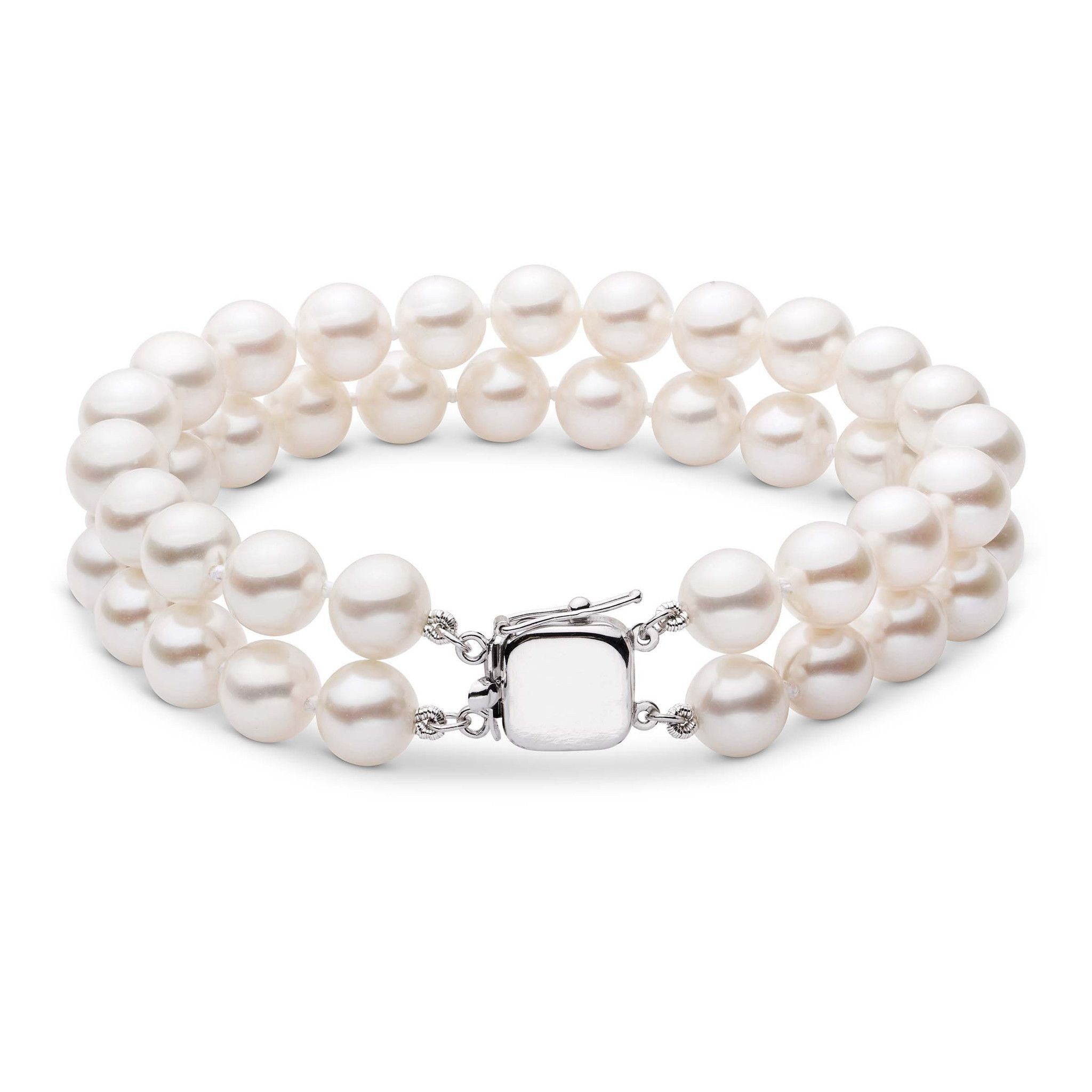 7.0-7.5 mm Double Strand White Akoya AAA Pearl Bracelet – Pearl Paradise