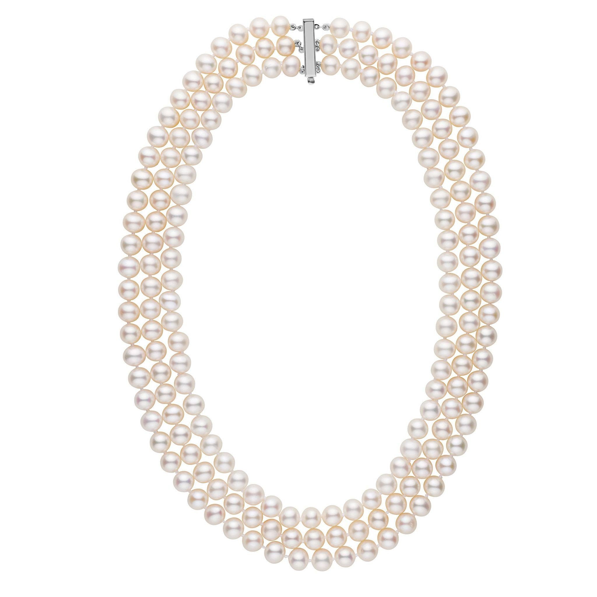 triple strands natural south sea white Pearl Necklace 18  19 20”