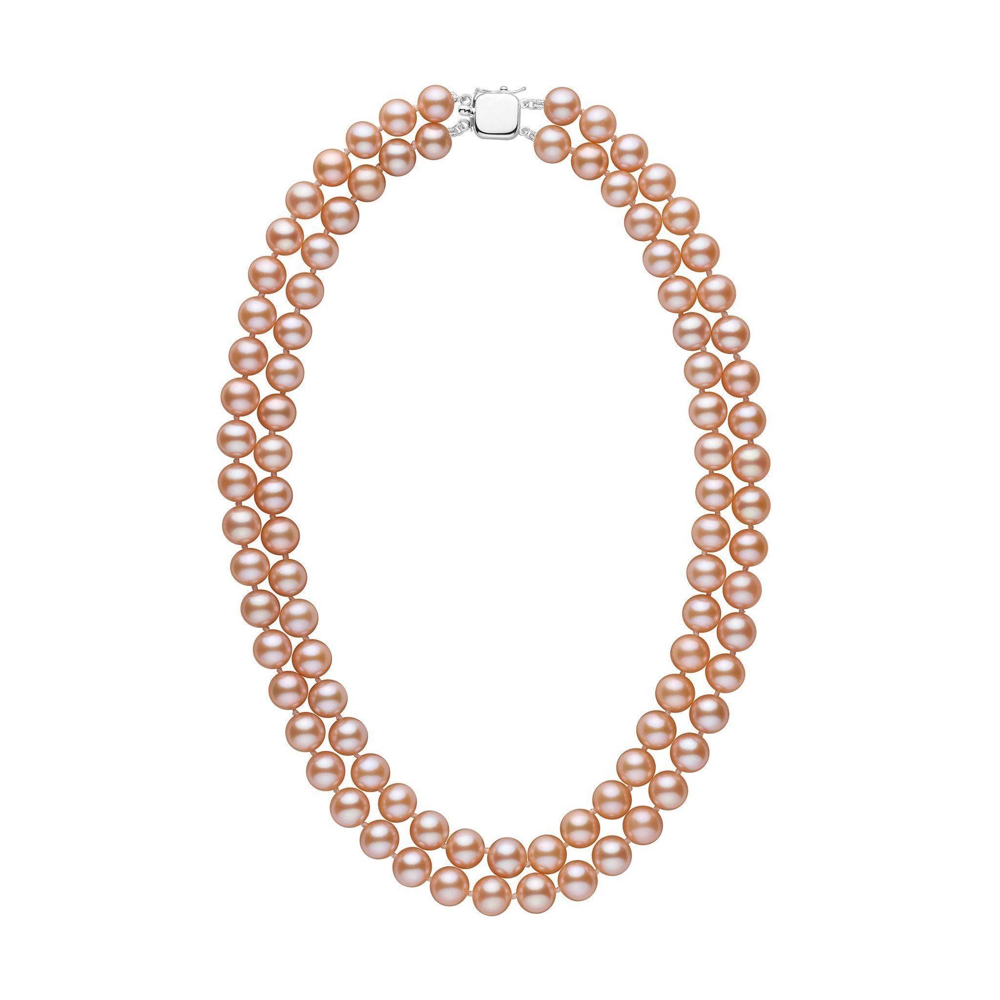 Pink Double Strand Pearl Necklace