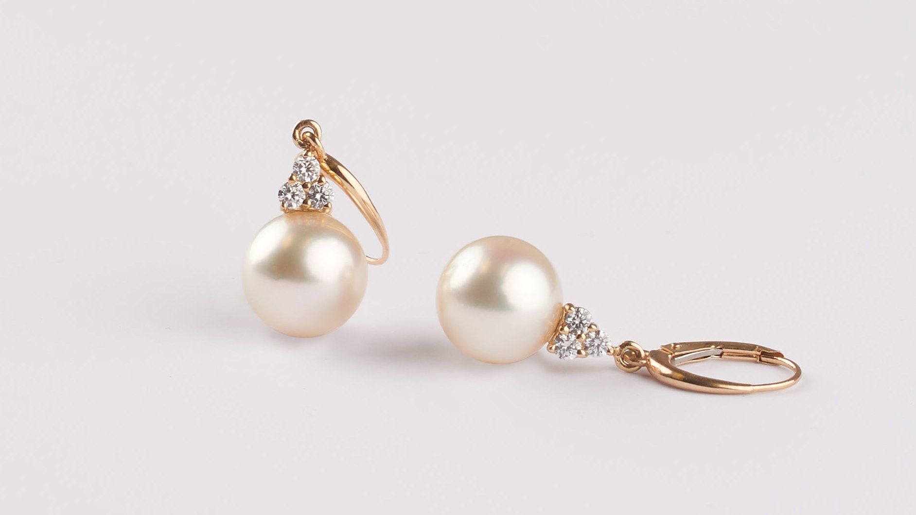 Pearl Earrings, Pearl Studs, Plain & Diamond Dangle