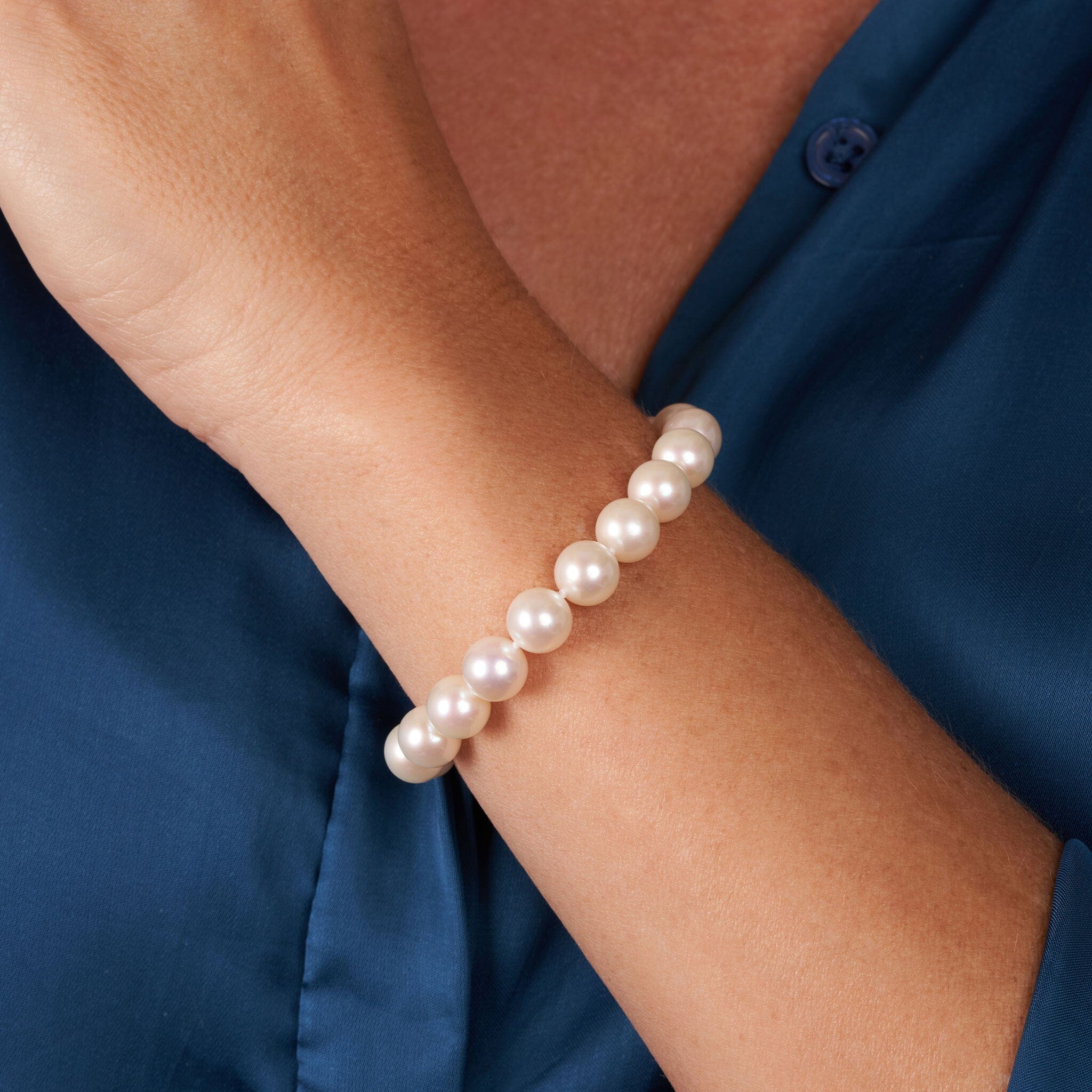 Monogram Initials Bracelet with Cultured White Pearls