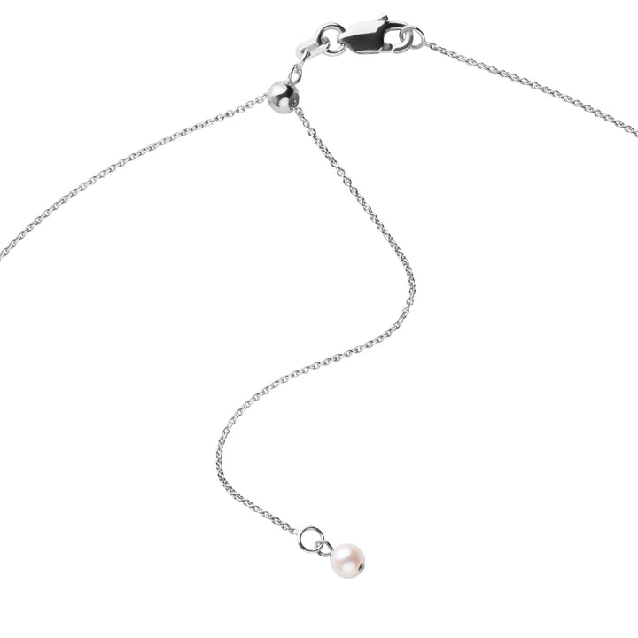 Petite Diamond Bar Collection 7.5-8.0 mm White Freshadama Pearl and Diamond Adjustable Chain Pendant