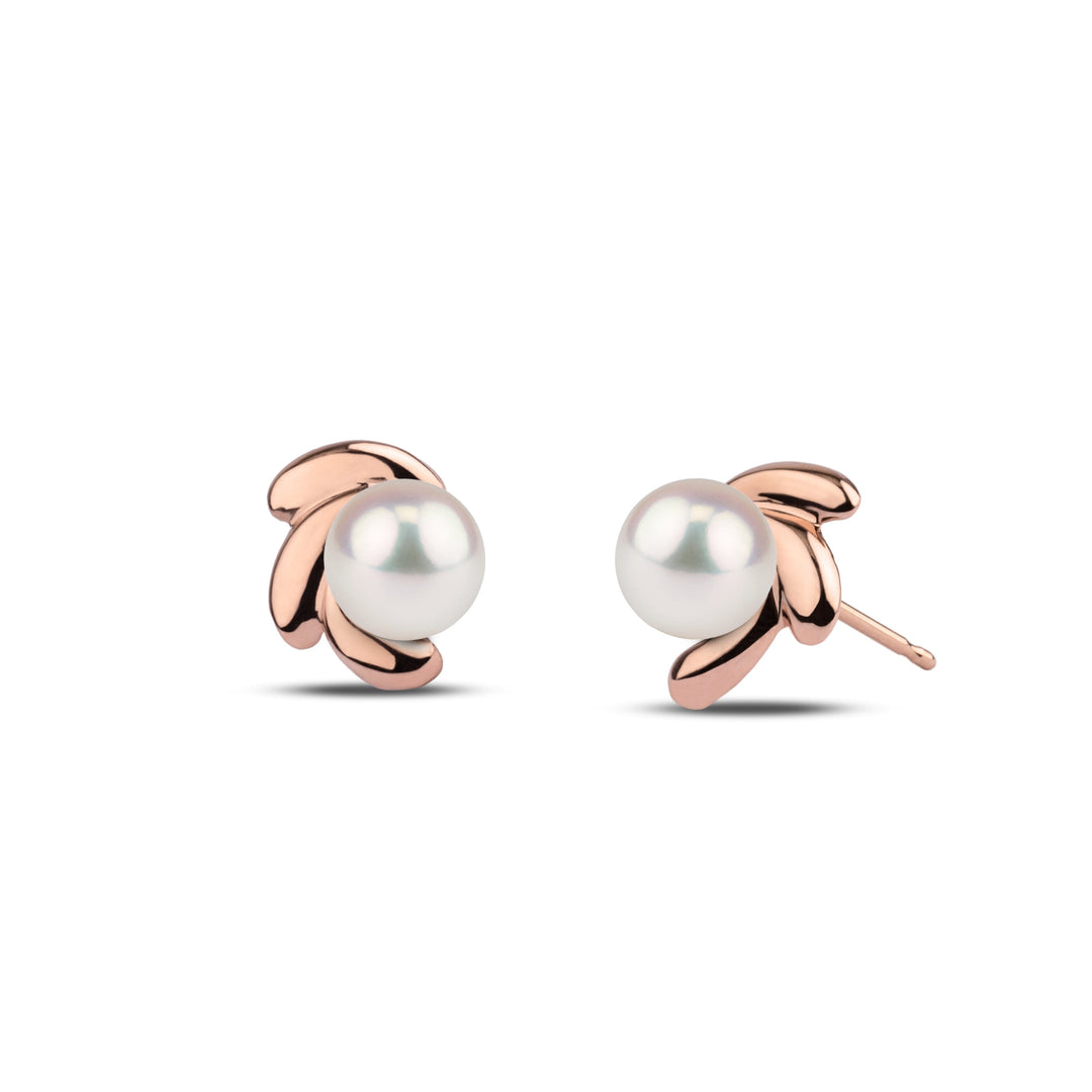 Bloom Collection 6.5-7.0 mm Akoya Pearl Earrings rise gold
