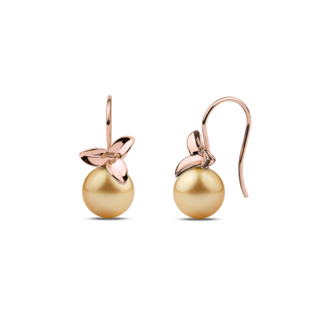 Blossom Collection 10.0- 11.0 mm Golden South Sea Pearl Earrings