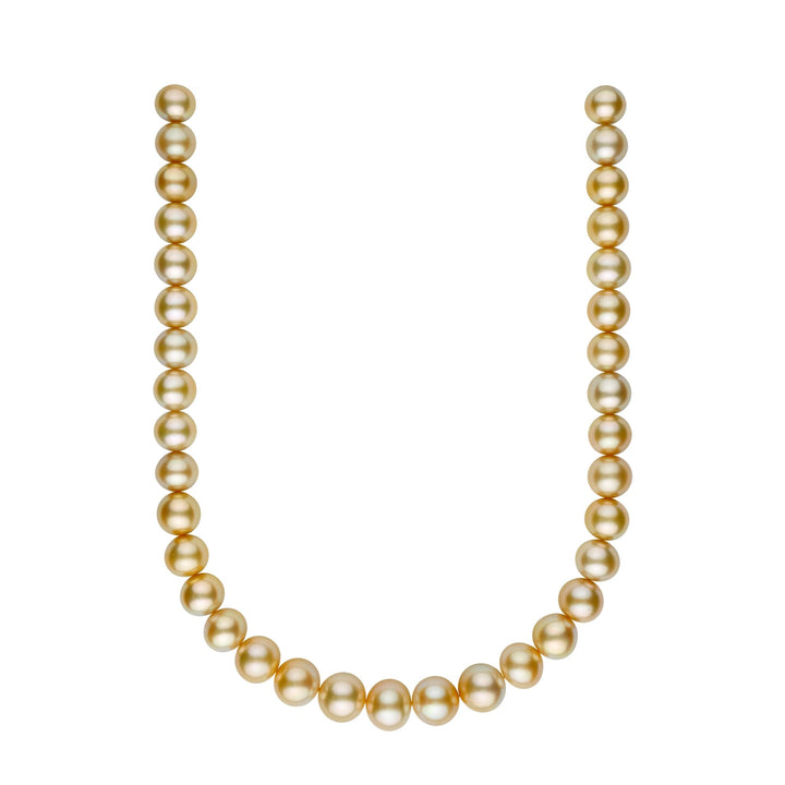 12.0-14.7 mm AA+/AAA Golden South Sea Round Pearl Necklace