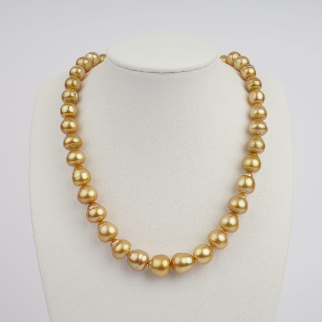 9.2-13.7 mm AA+/AAA Golden South Sea Baroque Pearl Necklace