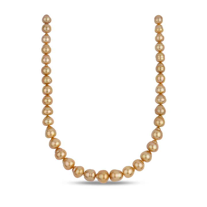 9.2-13.7 mm AA+/AAA Golden South Sea Baroque Pearl Necklace