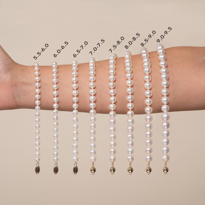 9.0-9.5 mm White Akoya AA+ Pearl Bracelet