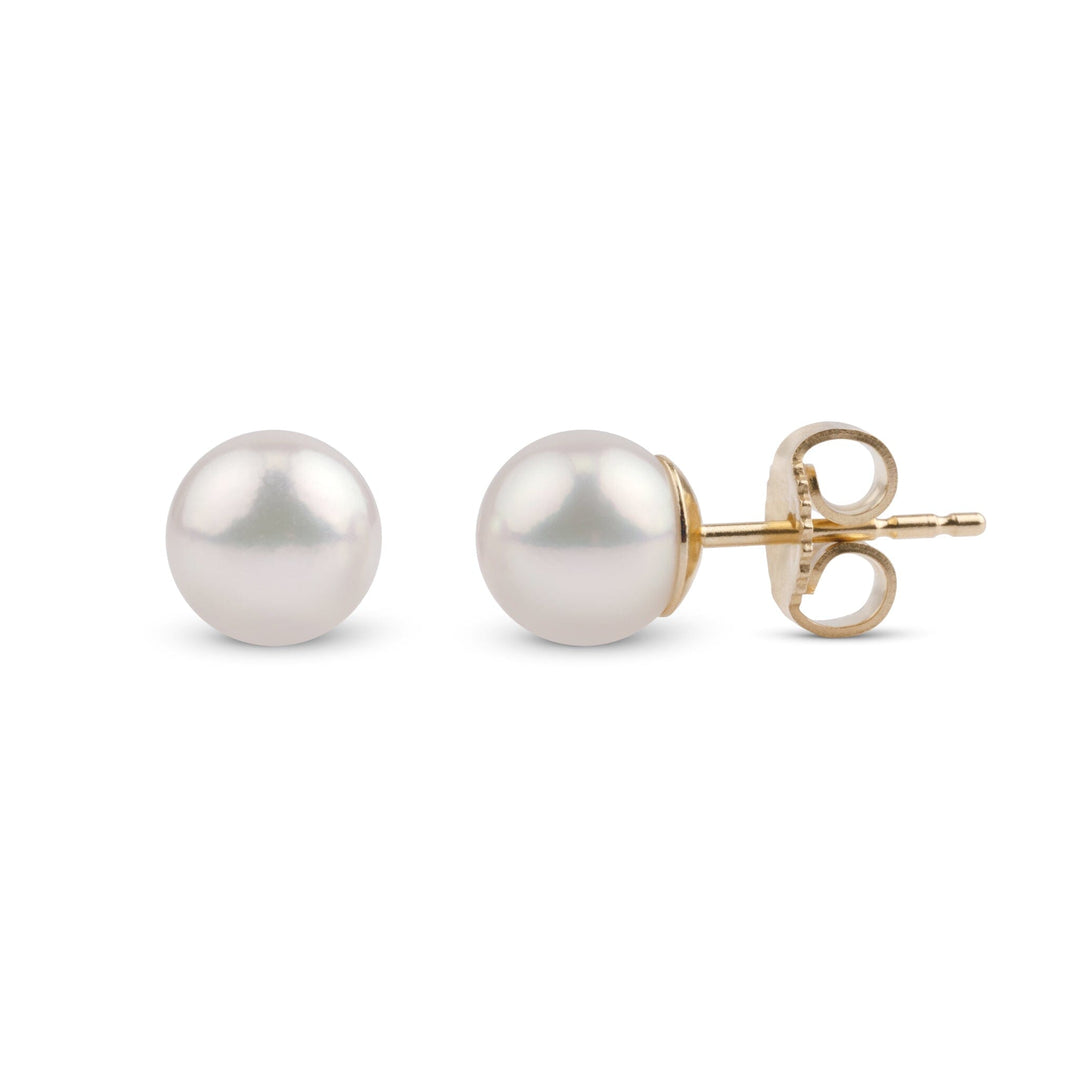 6.65 mm PSL Certified White Akoya Pearl Stud Earrings  yg