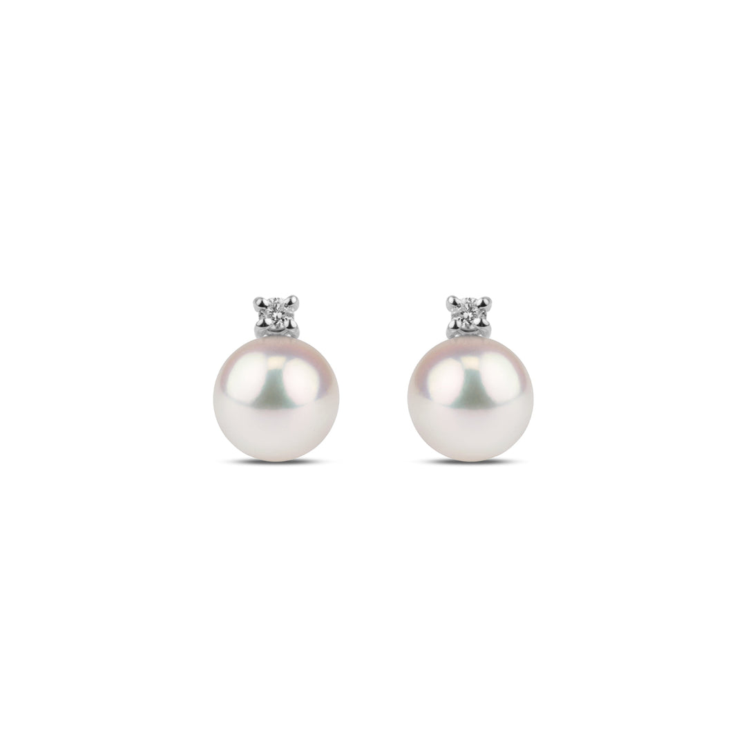 Starlight Collection 7.0-7.5 mm White Akoya Pearl & Diamond Stud Earrings