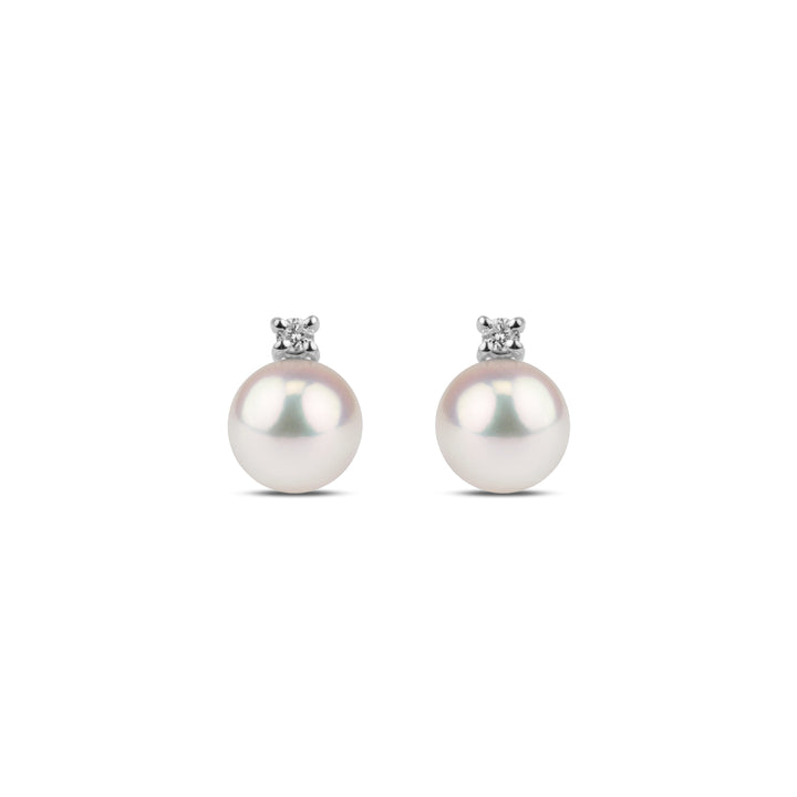 Starlight Collection 7.0-7.5 mm White Akoya Pearl & Diamond Stud Earrings