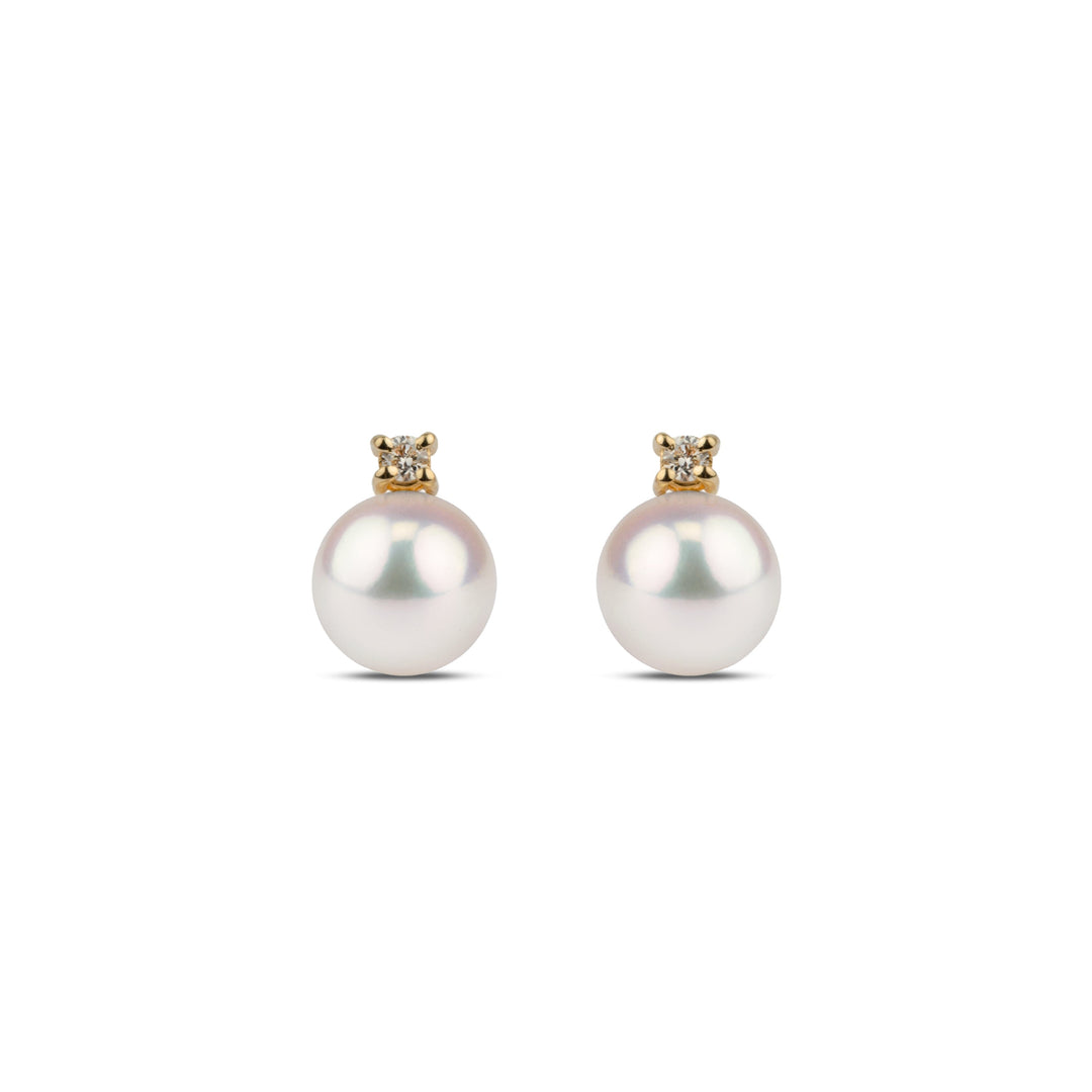 Starlight Collection 7.0-7.5 mm White Akoya Pearl & Diamond Stud Earrings