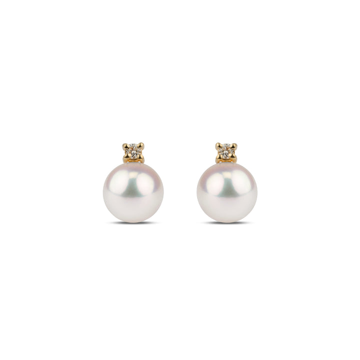 Starlight Collection 7.0-7.5 mm White Akoya Pearl & Diamond Stud Earrings