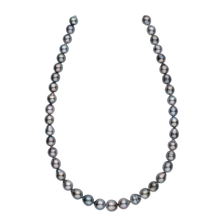 8.0-10.1 mm AA+/AAA Silver Green Tahitian Drop Pearl Necklace