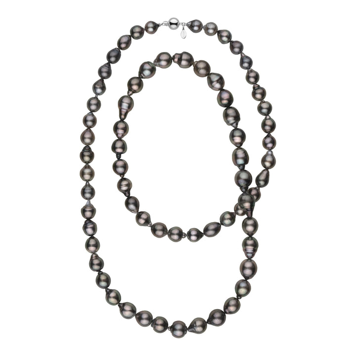 33 Inch 8.0-11.0 mm AA+/AAA Green Tahitian Baroque Pearl Necklace