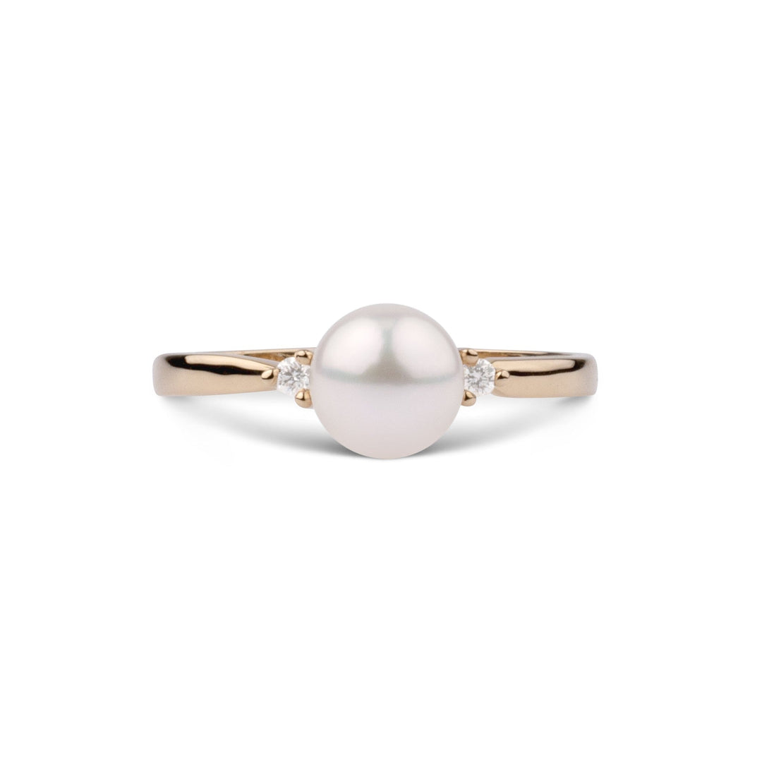 7.0-7.5 mm Akoya Pearl and Diamond Sweetheart Ring