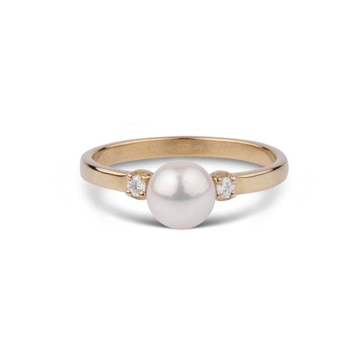 6.0-6.5 mm Akoya Pearl and Diamond Ring