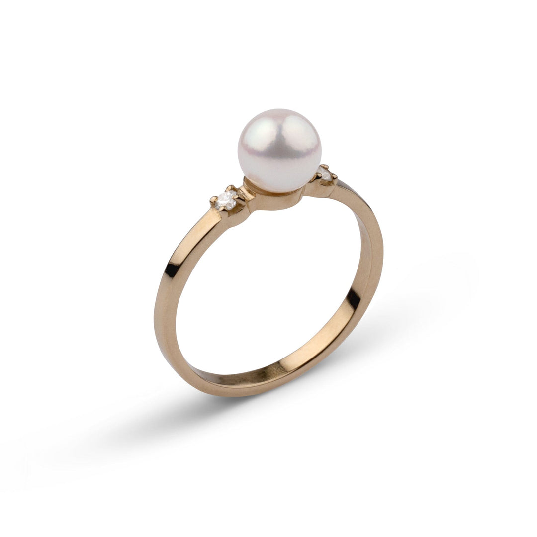 6.0-6.5 mm Akoya Pearl and Diamond Ring