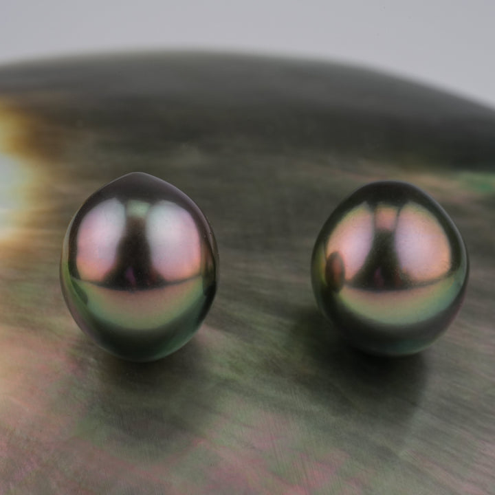 Tahitian Pearl Pair 10.5 and 10.5 mm