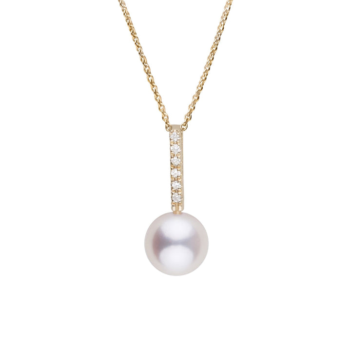 Petite Diamond Bar Collection 7.5-8.0 mm White Freshadama Pearl and Diamond Adjustable Chain Pendant