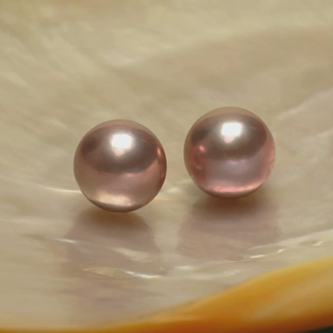 Edison Pearl Pair 12.0-13.0 mm Metallic Lavender Pink