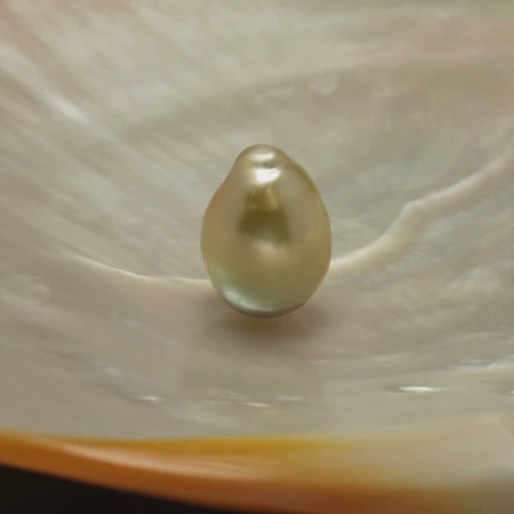 15 x 20 mm Silver/Gold Ombre South Sea Pearl 360 Video