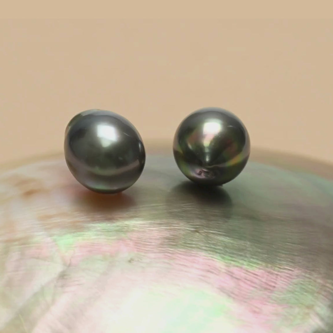 Tahitian Pearl Pair 9.6 and 9.7 mm