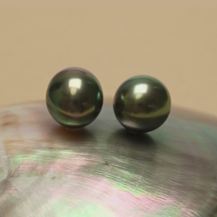 Tahitian Pearl Pair 10.5 and 10.5 mm