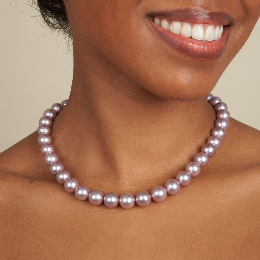 10.5-11.5 mm Lavender Edison Pearl Necklace on model