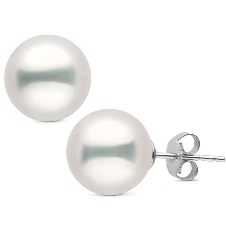 11.0-12.0 mm White Edison Freshwater Pearl Stud Earrings White Gold