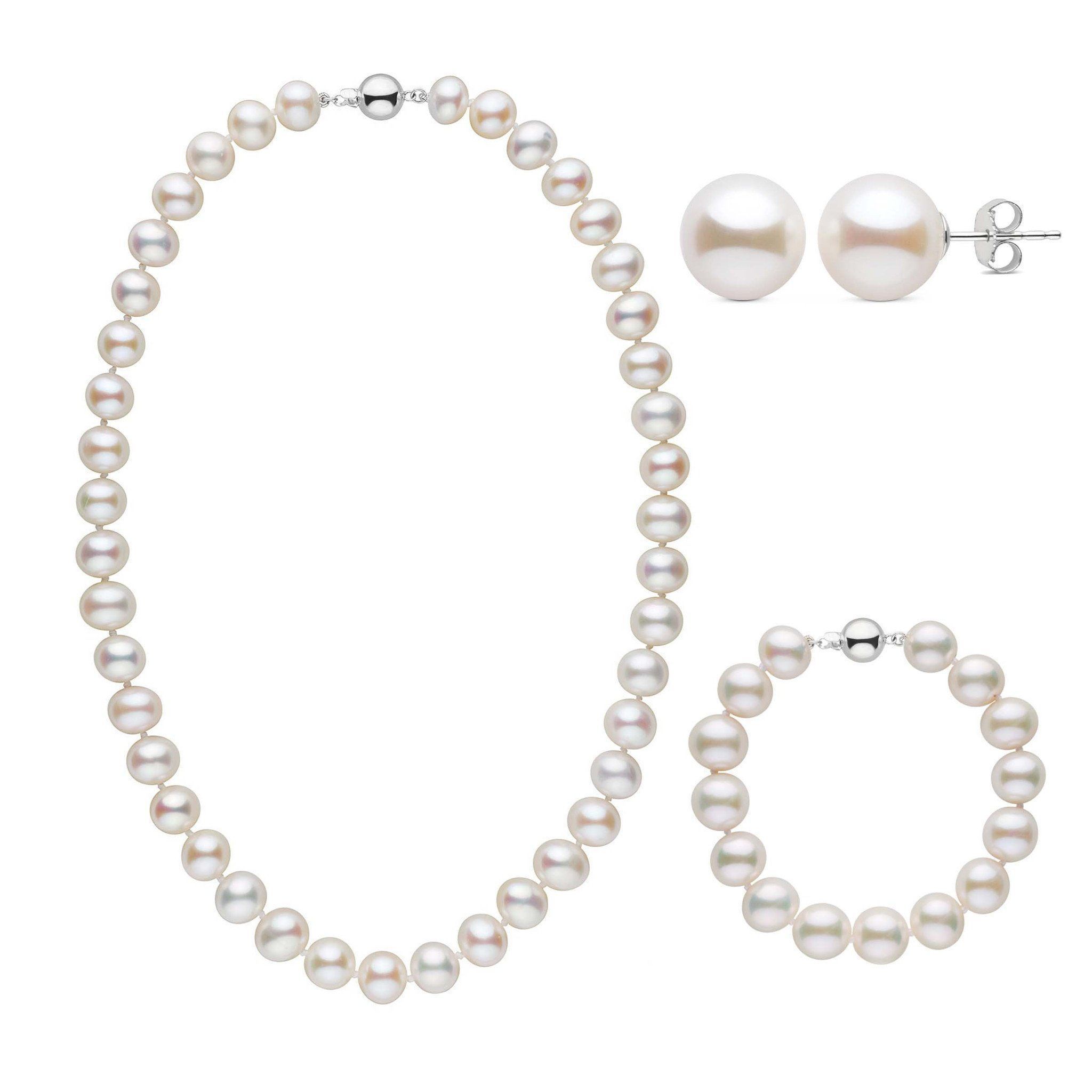 Snowflake White Pendant Freshwater Pearl 3-Piece sold Jewelry Set