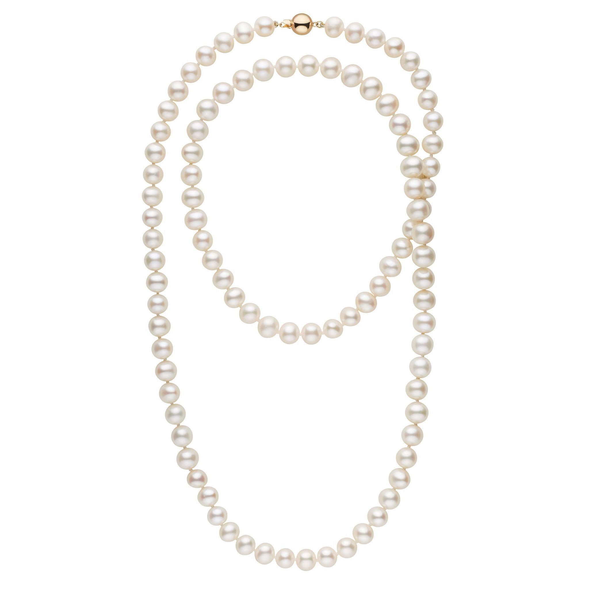 Simple Pearl Necklace in Solid 14K Gold with Large Genuine