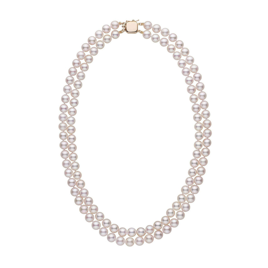 Double Strand Japanese AAA Akoya Pearl Necklace | Two Row Necklace ...