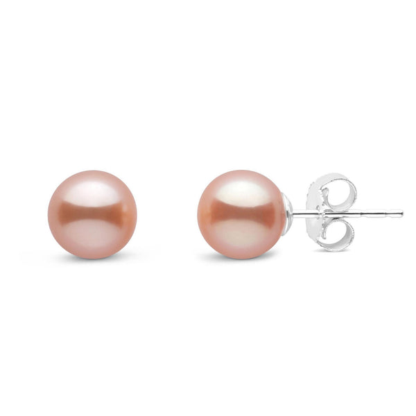 6.5-7.0 mm AAA White Freshwater Pearl Stud Earrings 14K White Gold by Pearl Paradise