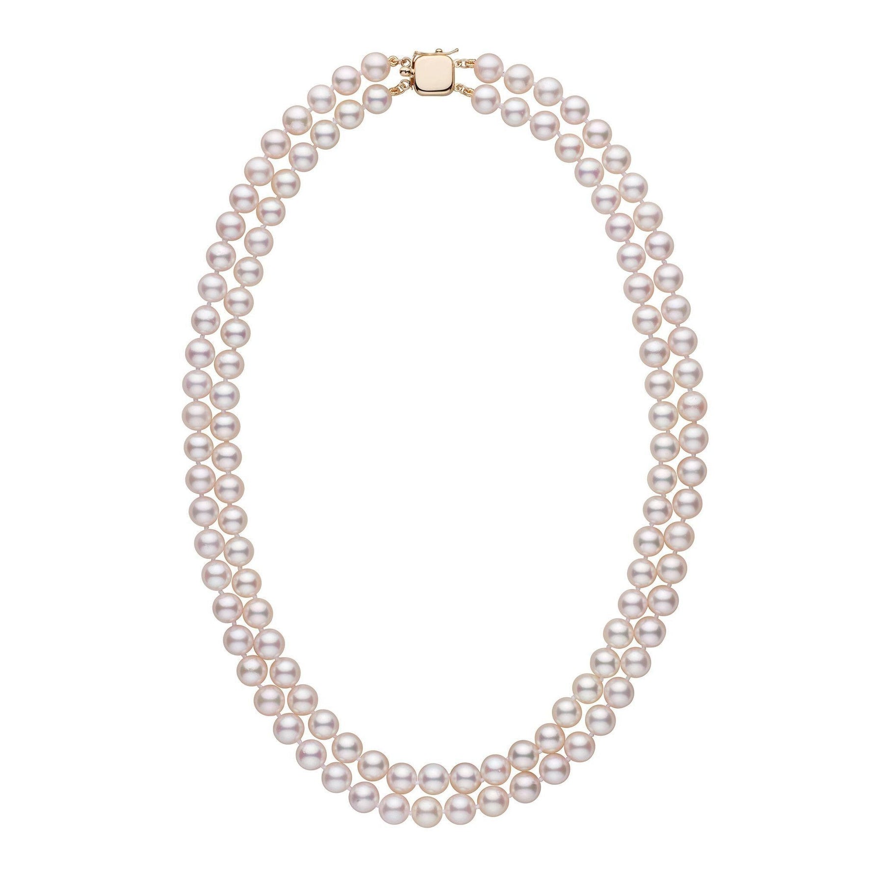 7.0-7.5 mm 18-inch AAA Double-Strand White Akoya Pearl Necklace – Pearl ...