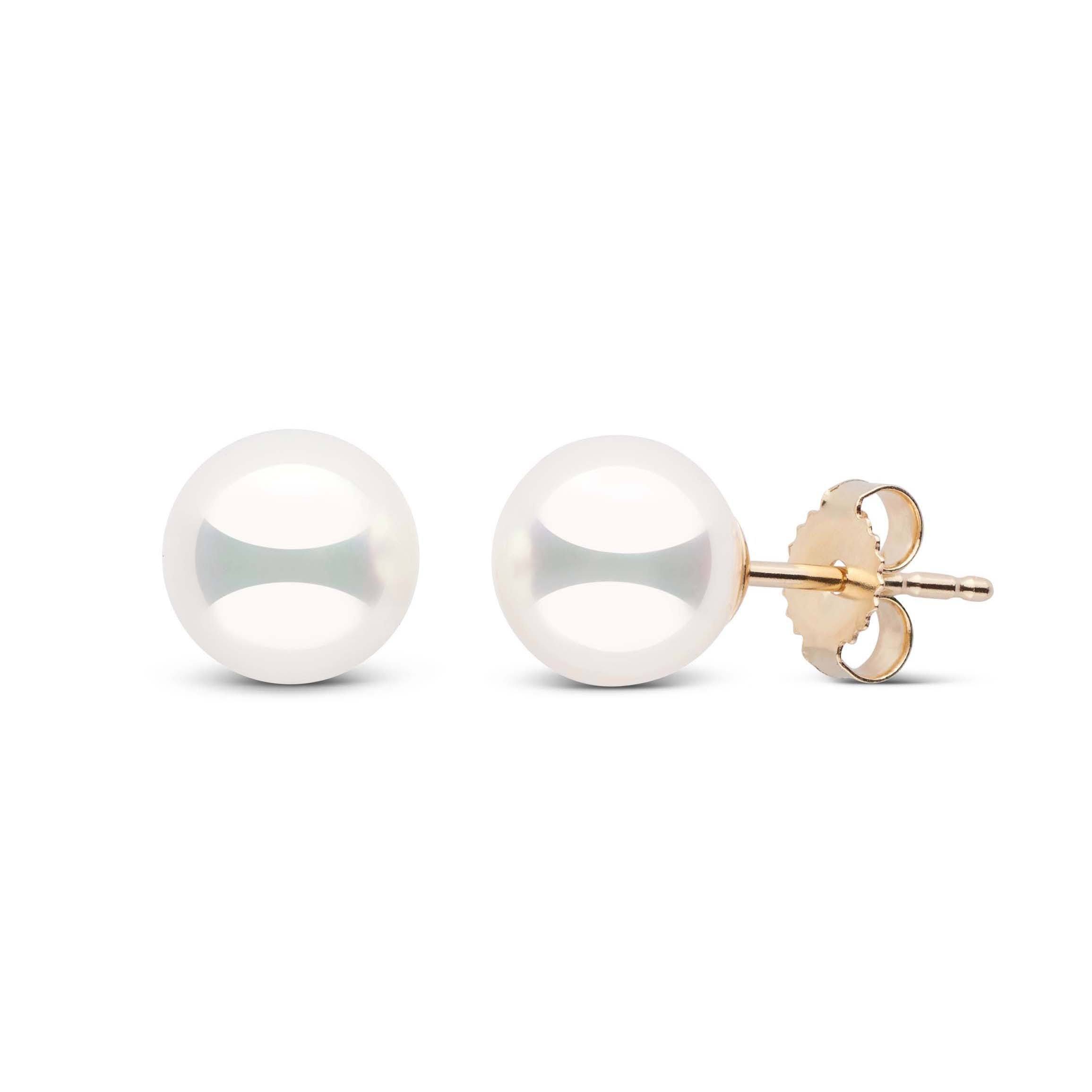 6.5-7.0 mm AAA White Freshwater Pearl Stud Earrings 14K White Gold by Pearl Paradise