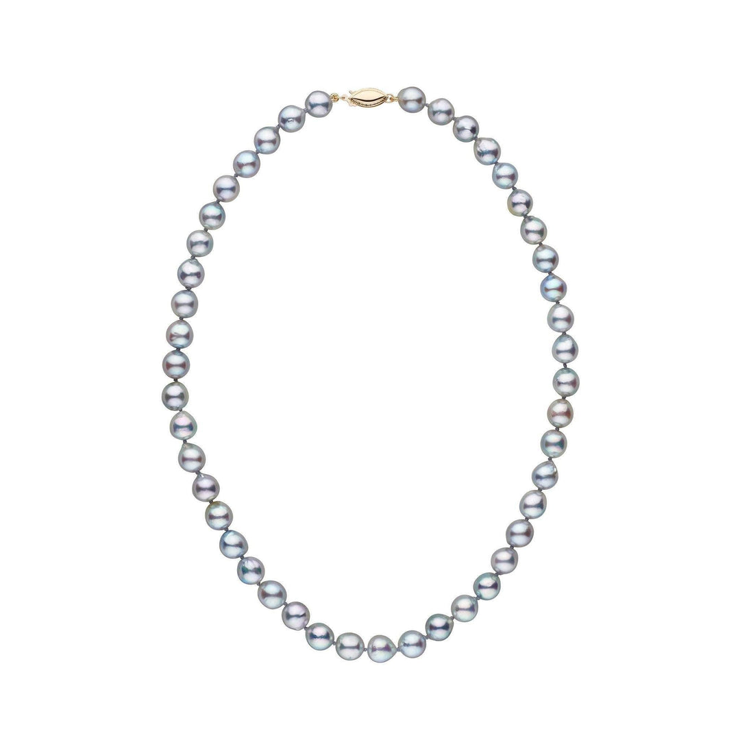 7.5-8.0 mm 16 Inch Silver-Blue Akoya Baroque Pearl Necklace