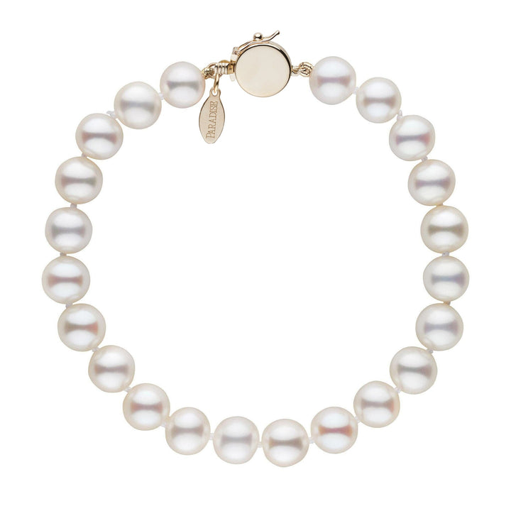 Personalized 7.5-8.0 mm White Freshadama Freshwater Pearl Circle Clasp Bracelet