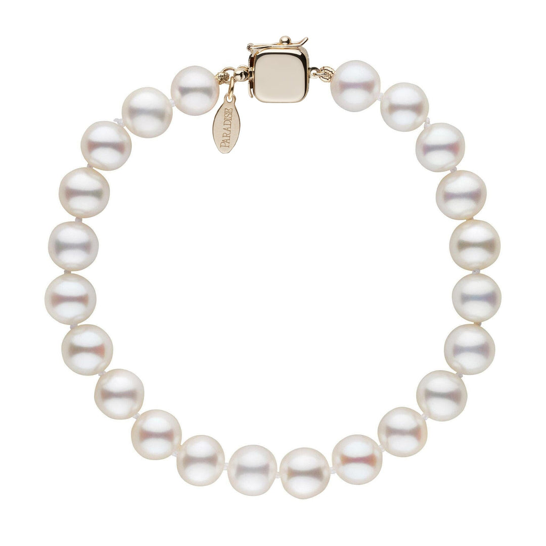 Personalized 7.5-8.0 mm White Freshadama Freshwater Pearl Square Clasp Bracelet