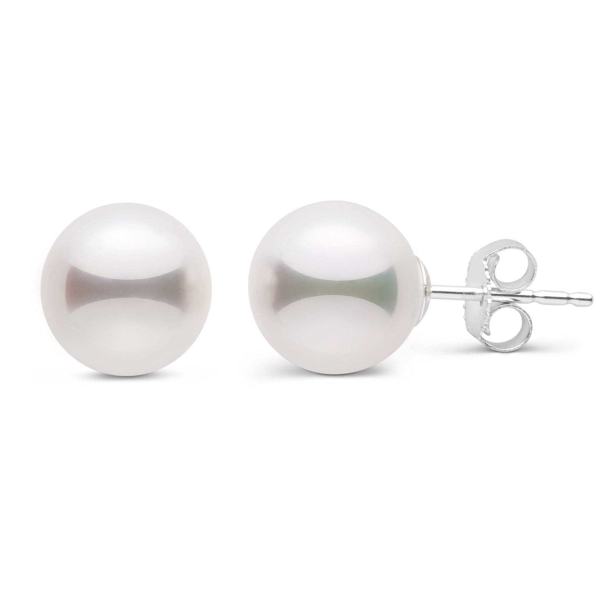 Lab-Certified White Japanese Akoya Pearl Stud Earrings | 8.0-8.5