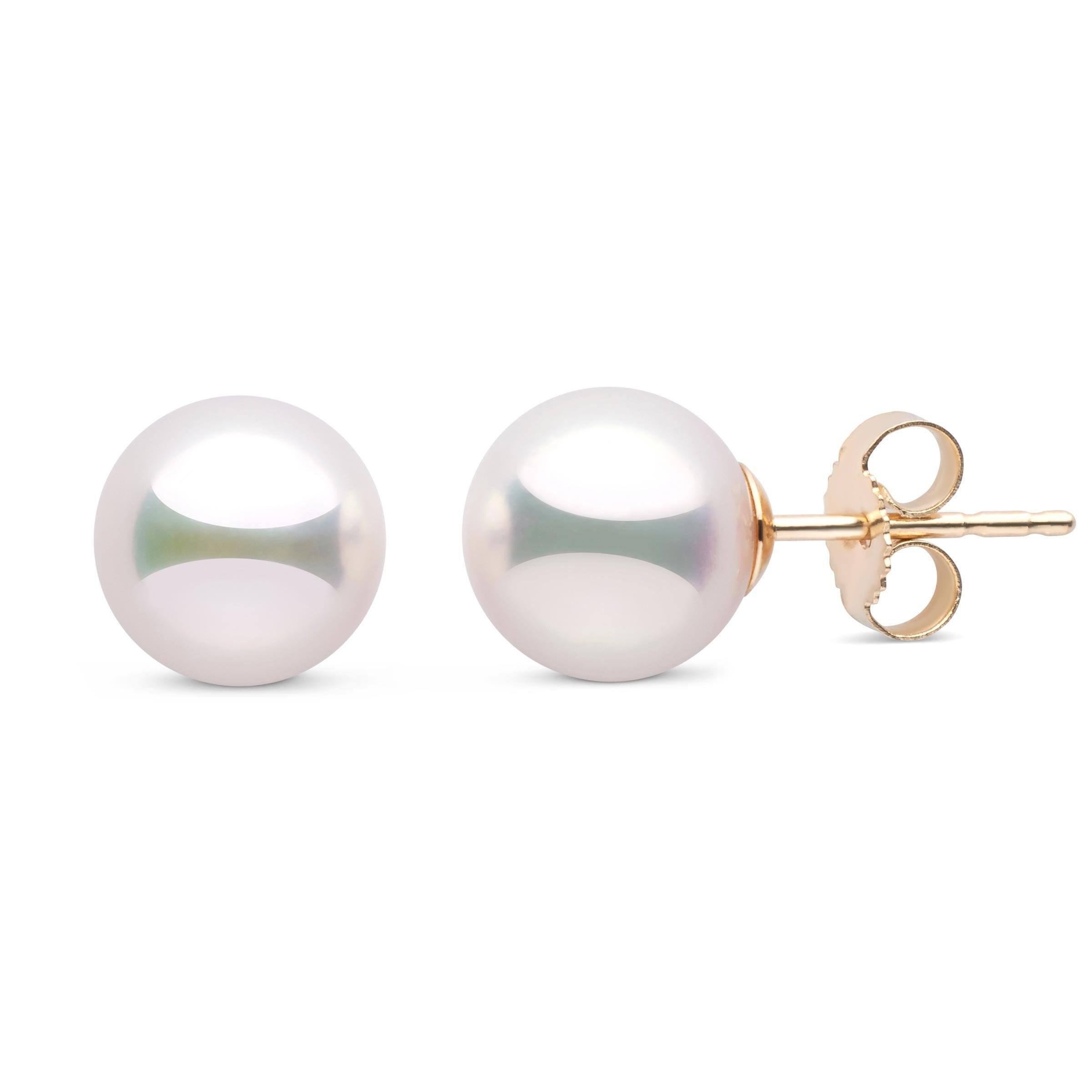 8.0-8.5 mm White Hanadama Pearl Stud Earrings