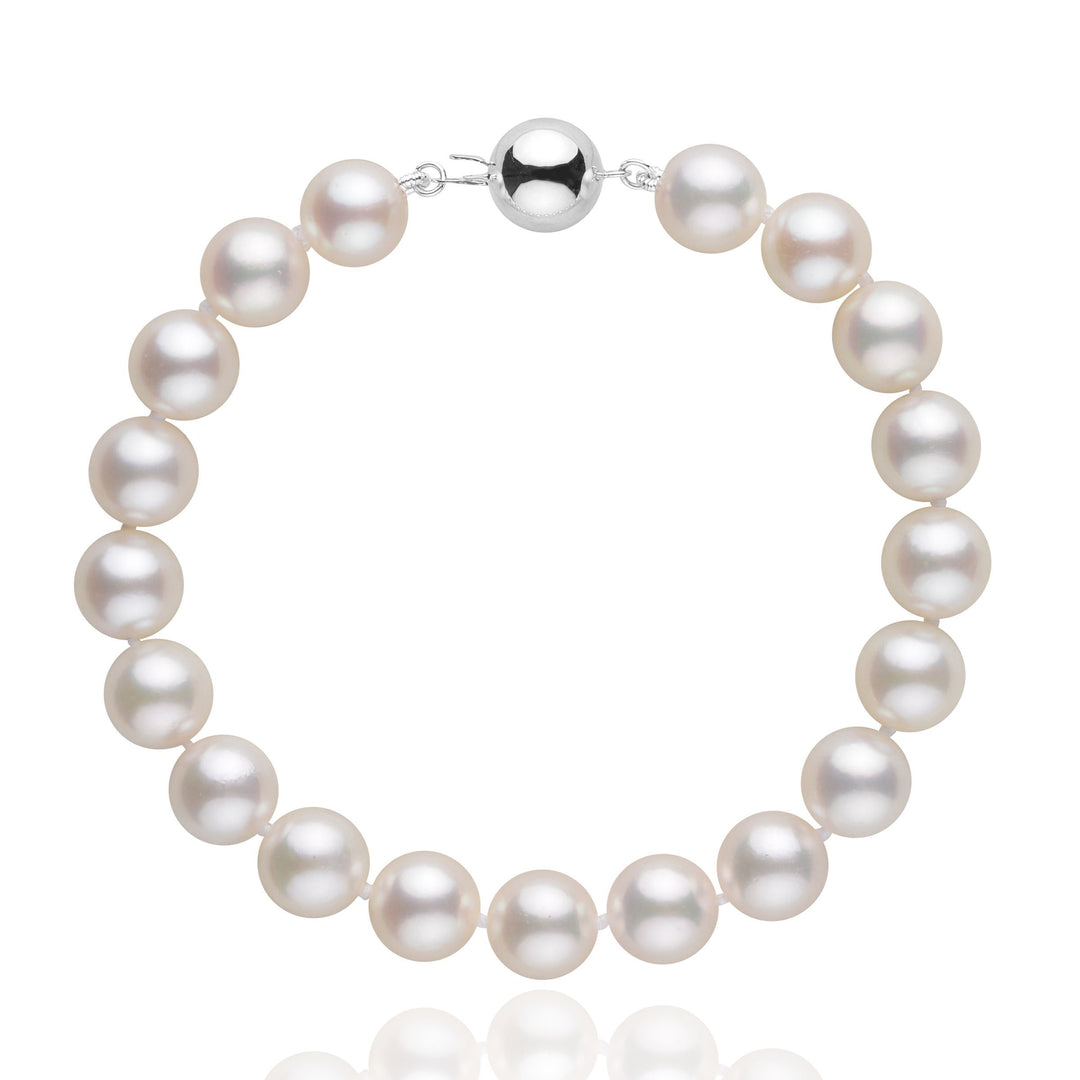 8.5-9.0 mm White Akoya AA+ Pearl Bracelet white gold