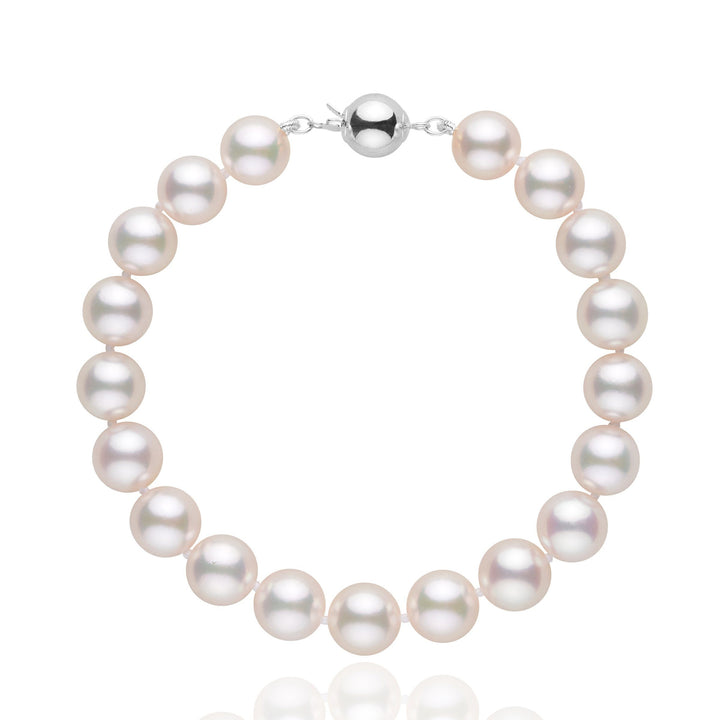 8.5-9.0 mm White Akoya AAA Pearl Bracelet white gold