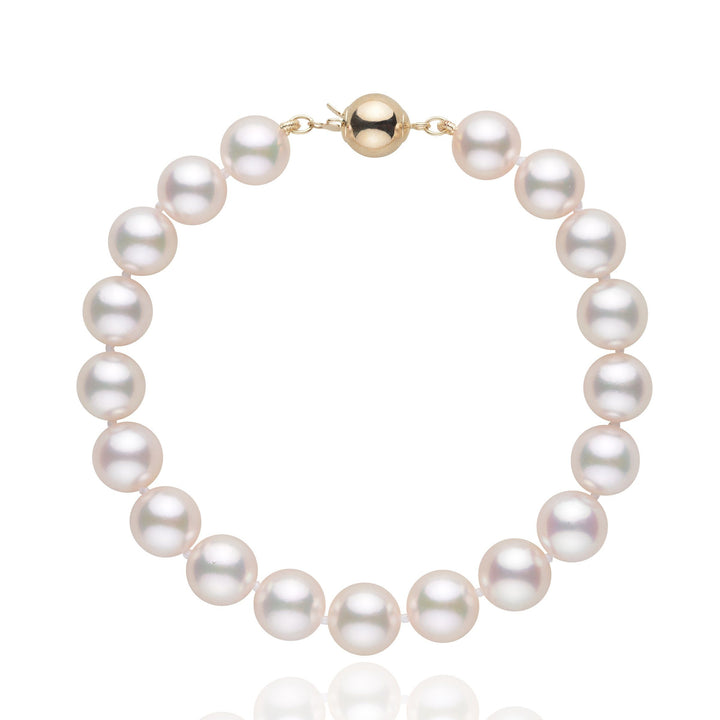 8.5-9.0 mm White Akoya AAA Pearl Bracelet yellow gold