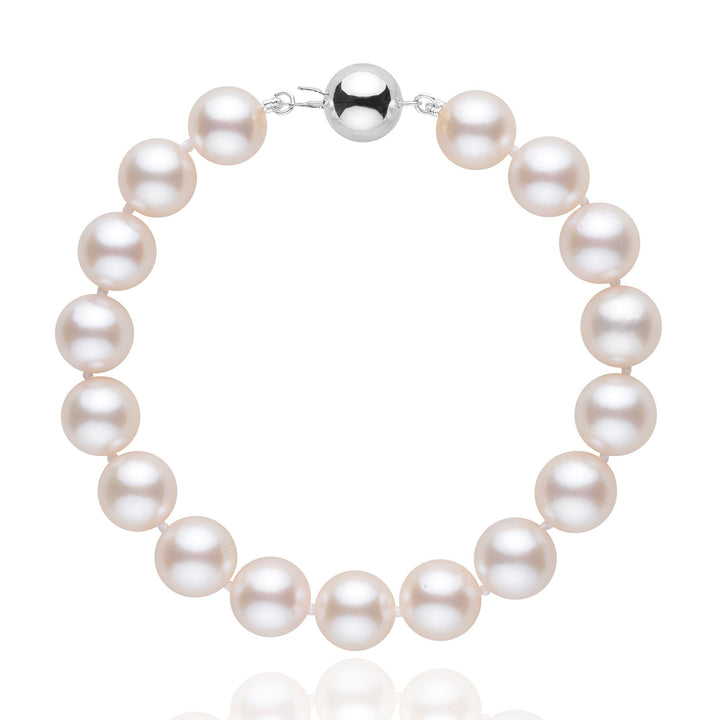 9.0-9.5 mm White Akoya AA+ Pearl Bracelet white gold