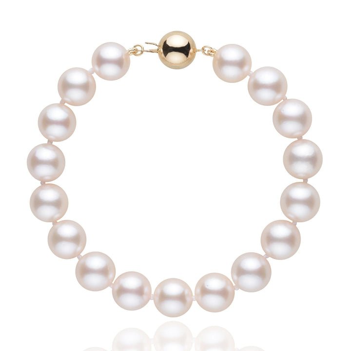 9.0-9.5 mm White Akoya AA+ Pearl Bracelet yellow gold