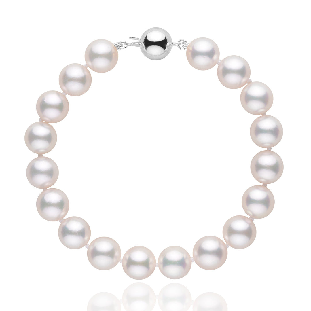 9.0-9.5 mm White Akoya AAA Pearl Bracelet White Gold