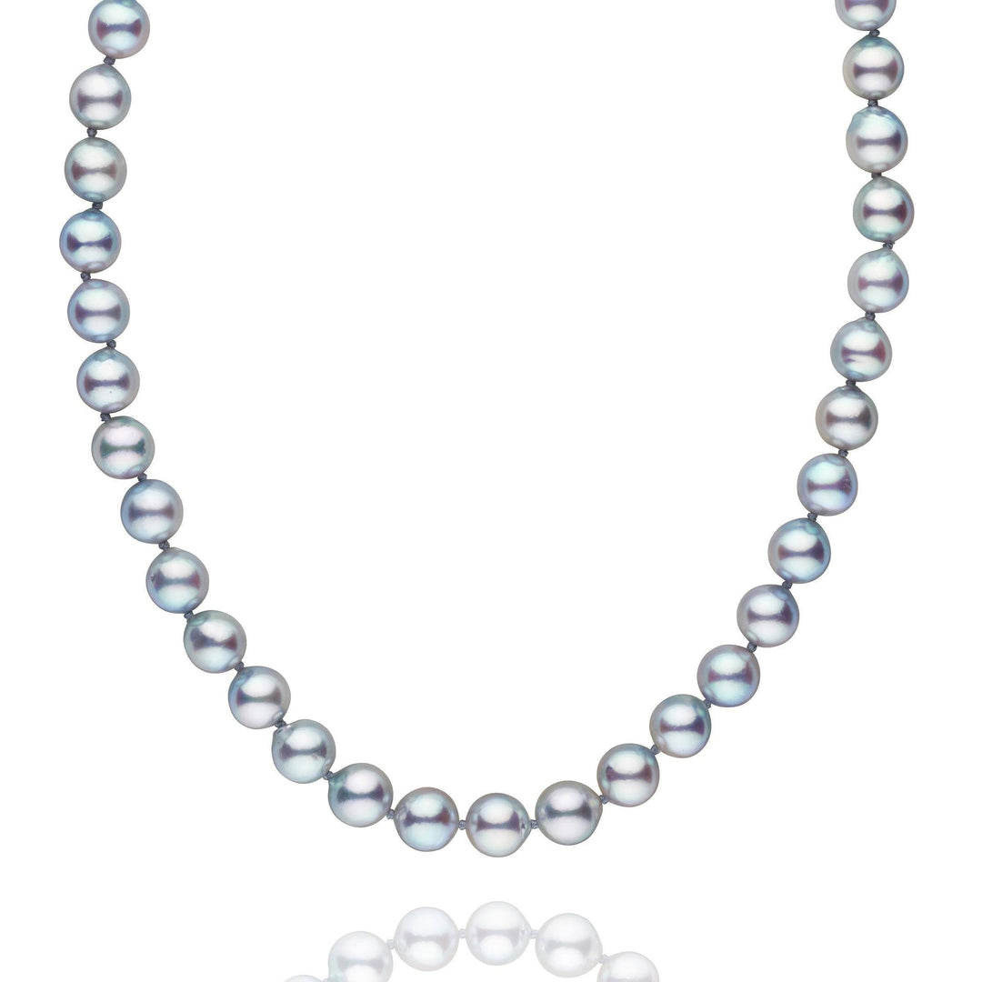 9.0-9.5 mm Silver-Blue Akoya Baroque Pearl Necklace